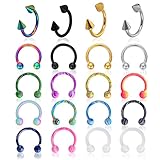 DIVINA VITAE 20 Stück Hufeisen Piercing 16G Nasen Septum Ring Schmuck...