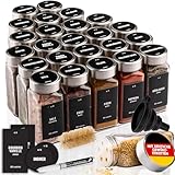 Deco haus® Gewürzgläser eckig luftdicht 24er Set [inkl. Etiketten &...