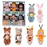 KUWUNG Mini Baby Puppe, 6 Stück Babypuppen mit Puppenkleidung,...