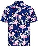 J.VER Hawaiihemd Herren Flamingo Kurzarm Hemd Casual Sommer Strandhemd...