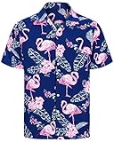 J.VER Herren Hawaiihemd Kurzarm Sommerhemd Casual Flamingo Floral...