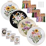 SUNOYA 4 Stück Stickset Embroidery Kit, Stickerei Set Anfänger, Sticken...