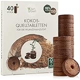 Kokos Quelltabletten mit Nährstoffen – 40 Stück, Kokoserde gepresst zur...