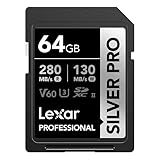 Lexar SILVER PRO SD Karte 64GB, UHS-II SD Speicherkarte, V60, U3, C10, bis...