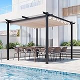 EROMMY Versenkbarer Pergola 3x3m,wasserdicht und sonnensicher,stabil und...