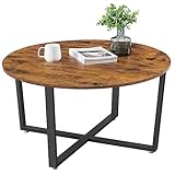 VASAGLE Runder Couchtisch, Wohnzimmertisch, Industriestil, Stahlrahmen,...
