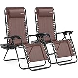 SereneLife Liegestuhl Klappbar, Strandliege 2 Stück Braun als Gartenmöbel...