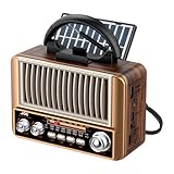 Tragbare Solar Retro Radio, Nostalgie Radio Mit Bluetooth, Am/Fm/Sw...