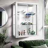 K-Möbel Hängevitrine Glas in Weiss (80x60x25 cm) mit 2...
