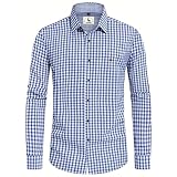 Trachtenhemd Herren Oktoberfest Hemd Outfit Tracht Kariertes Hemd Blau...