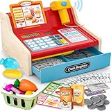 Kinderkasse Holz-Registrierkasse mit Scanner & Sound für Kinder 3-5 Jahre,...