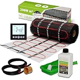 Mi-Heat Elektrische Fußbodenheizung 200W/m² 1,0m² – Dünnbettheizmatte...