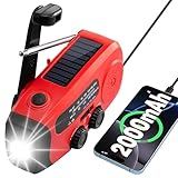 Kurbelradio, 2000mAh Notfallradio Solar Radio Power Bank, AM/FM Radio...