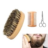 Bartkamm,BartbüRste mit Wildschweinborsten,Comb...