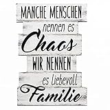 Bada Bing Holz Planken Schild Bild Familie Chaos schwarz weiß 29 x 20 cm...