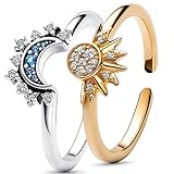 APMGONT Sonne Mond Ring Set, Zinklegierung Damen Sonne und Mond Ringe,...