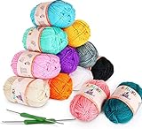 ilauke Häkelgarn 600g (12x50g) Wolle Zum Stricken Acryl Wolle Set Serie...