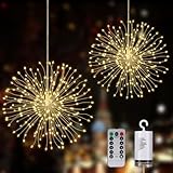 Hereneer LED Lichterkette Feuerwerk, 2 Stück 150 LED Licht , Lichterstern...