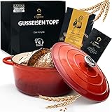 Gusseisen Topf 26 cm 4,7 L emailliert - Schmortopf mit Deckel Induktion -...