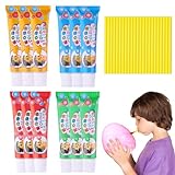 Magic Bubble Glue,12 Set Kids Elastic Blowt Ballons mit Stroh,Super Elastic...