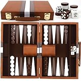 Backgammon, Backgammon Koffer, Backgammon Holz,mit Hochwertiger Ledertasche...