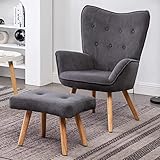 HollyHOME Sessel mit Hocker Sessel Wohnzimmer Relaxsessel, Ohrensessel mit...