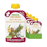 FRECHE FREUNDE Bio Quetschie Apfel, Banane, Ananas mit Kokosnuss, Fruchtmus...