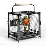 HOBBYZOO Vogelkäfig mit Holzgriff, Tragbarer Transportkäfig für...