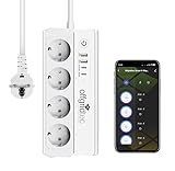 Offgridtec Smart WiFi Steckdosenleiste mit 4 Steckdosen + 2 USB-A & 2...