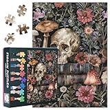 Puzzle für Erwachsene 1000 Teile – Totenkopf mit Büchern und Blumen...