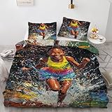 3D Afrikanische Kinder im Regen Bettbezug Laufendes Mädchen Bettwäsche...
