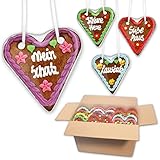 5x Lebkuchenherzen Mischkarton mit verschiedenen Sprüchen - 14cm |...