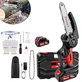 Qimu Akku Kettensäge 6 Zoll Mini Kettensäge Elektro mit Akku 1500mAh Mini...