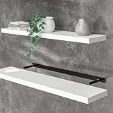 Casaria® Wandregal Weiß mit Halterung 50-110cm Schwebend 15kg Tragkraft...