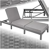 tectake® Polyrattan Sonnenliege mit 6-Fach höhenverstellbarer...