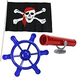 Anschütz Piratenset Zubehör für Spielturm Steuerrad Piratenflagge...