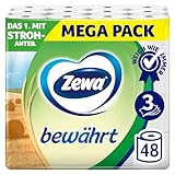 Zewa bewährt - 48 Rollen - Das erste Toilettenpapier mit Strohanteil -...