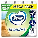 Zewa bewährt Toilettenpapier mit Strohanteil 3x 16 Rollen