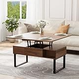 VOWNER Couchtisch Höhenverstellbar, 3-in-1-Multifunktions-Wohnzimmertisch...