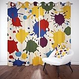 Jijliczc Vorhänge Modern Malerei Graffiti 2er Set, Thermovorhang Farbe...