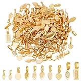 PH PandaHall 200pcs Flache Anhänger Bails 10 Styles Tibetanische Gold...