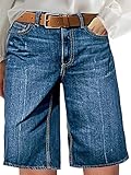 Flamingals Damen Capri-Jeans mit mittlerer Leibhöhe, gerades Bein,...