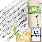 PandaBaw® Strohhalme Glas [BIG PACK mit REZEPTE] - 18x Glasstrohhalme Lang...