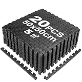 SROCHN 20PCS Bodenschutzmatten Puzzlematte 50X50X1cm mit Randstücken, 5㎡...