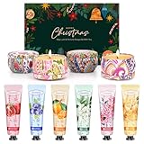 Geschenke für Frauen, 6 Handcreme x 30 ml, 4 Stück Duftkerzen Set...