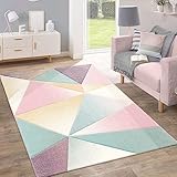 Paco Home Teppich Kurzflor Modern Trendig Pastell Geometrisches Design...