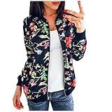 MINYA Damenjacke, schick, elegant, Herbst, Blumendruck, langärmlig, mit...