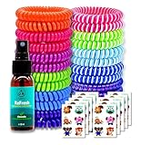 Olleeno® Mückenschutz Set – 24 Armbänder, 30 ml Spray & 60 Aufkleber |...