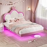 Artswish Polsterbett 140x200cm, Schwebebett Bettrahmen Prinzessinnenkrone...