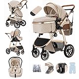 Lnhcrbs Kinderwagen 3 in 1, Baby Kinderwagen ist mit Einstellbarer Höhe...